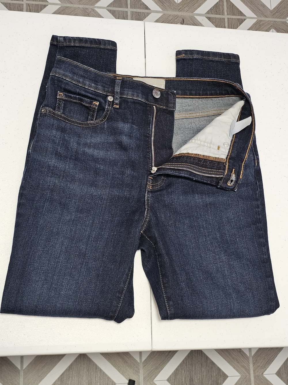 Everlane Dark Indigo High-Rise Clean Denim Skinny Regular Jeans Deep Blue Wash - Picture 6 of 12